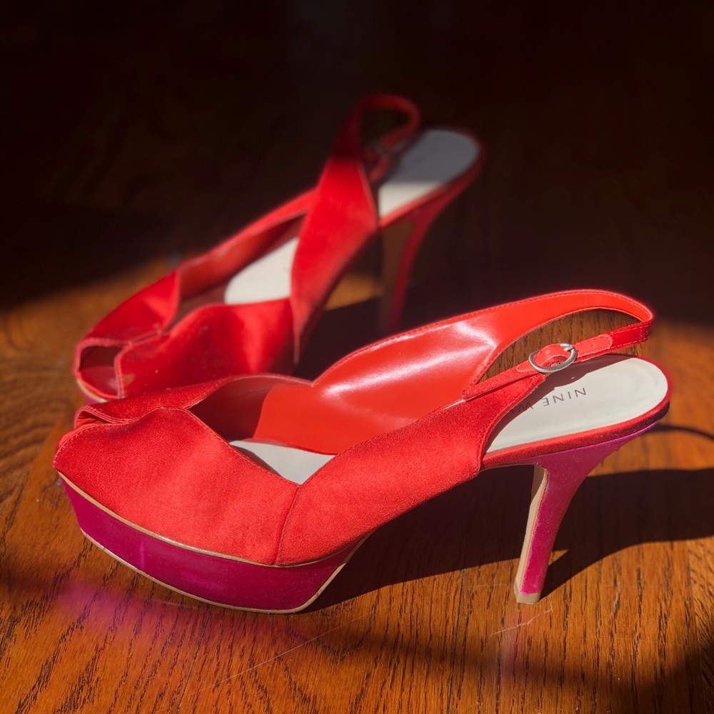 Pink&Orange satin heels